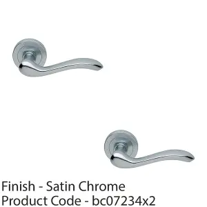 2 PACK - Premium Concealed Door Handle Set - Satin Chrome Lever on Round Rose Scroll