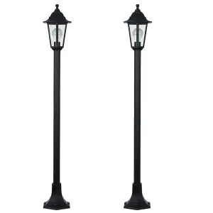 ValueLights Mayfair Pair of Traditional 1.2m Black IP44 Outdoor Garden Lamp Post Bollard Lights