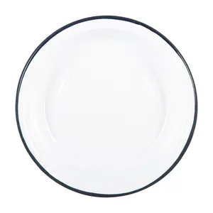 Argon Tableware - White Enamel Deep Bowls - 22.5cm - Navy (Set of 6)