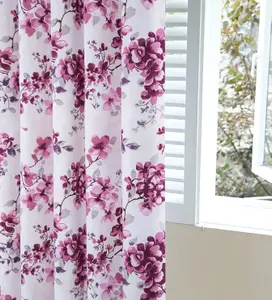 Home Curtains Betty Fully Lined Floral 66w x 90d" (168x229cm) Pink Eyelet Curtains (PAIR)