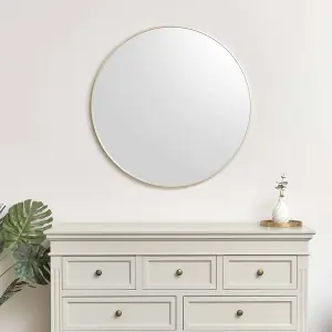 Melody Maison Large Round Champagne Gold Wall Mirror - 80cm x 80cm