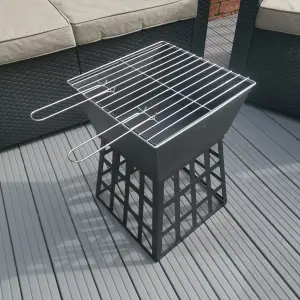 Redwood 33cm x 33cm Outdoor Garden Square Fire Pit or Heater or BBQ