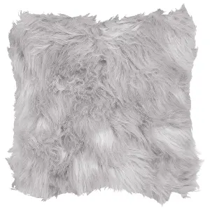 Set of 2 Cushions LUBHA Faux Fur 42 x 42 cm Solid Light Grey