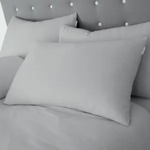 Brushed Cotton Duvet Cover Set Grey / Super King - 2 Standard Pillowcases