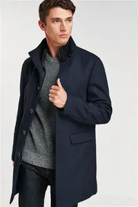 Mens Next Navy Blue Wool Blend Mock Gilet Herringbone Padded Coat - Size X-Small - Navy Blue