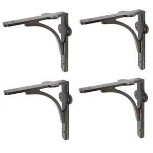 Hammer & Tongs Curved Iron Shelf Bracket - D150mm - Raw - Pack of 4