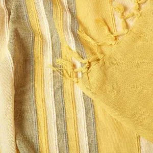 Homescapes Cotton Morocco Striped Yellow Throw, 255 x 360 cm