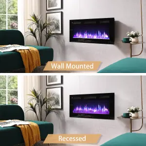 FlameKo Wilton 92cm/36'' 3 in 1 Electric Fireplace, Freestanding, Wall Mounted, Recessed, Media Wall, Heater, Remote Control