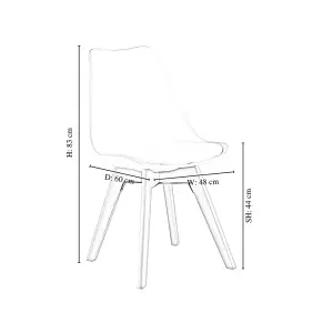 Lorenzo Padded Dining Chair, Tulip Chair for Lounge Office Dining Room Kitchen, Single, White