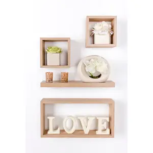 Recessed Wall Shelf, 4 Piece Wall Shelf Kit Oak