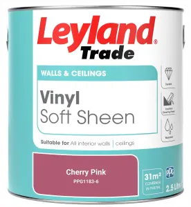 Leyland Trade Vinyl Soft Sheen Walls & Ceilings Emulsion Paint Cherry Pink (PPG1183-6) - 2.5L