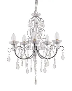 Anson Lighting Antiona Chrome and Crystal 5 Light Semi Flush Bathroom Fitting