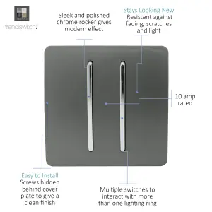 Trendiswitch Charcoal 2 Gang 2 Way 10 Amp Switch