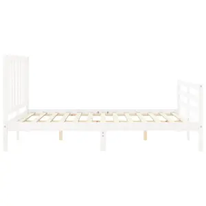 Berkfield Bed Frame with Headboard White 160x200 cm Solid Wood