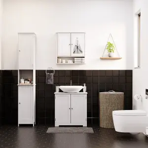 Bath Vida Priano White 2 Door Tall Bathroom Cabinet