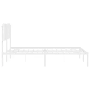 Berkfield Metal Bed Frame without Mattress with Headboard White 180x200cm