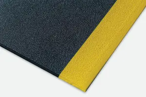 Anti-Fatigue Mat Industrial Safety Edge Kumfi Pebble 60 x 90cm Black/Yellow