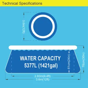 Avenli 12ft Diameter Inflatable Prompt Set Pool