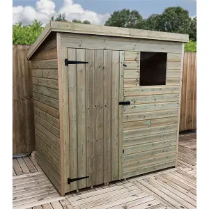 6 x 5 Garden Shed Pressure Treated T&G PENT Wooden Garden Shed - 1 Window + Single Door (6' x 5' / 6ft x 5ft) (6x5)