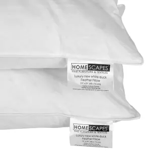 Homescapes White Duck Feather Pillow Pair