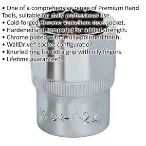 High-Quality 22mm Forged Steel Drive Socket - 1/2 Inch Square Drive Chrome Vanadium Tool