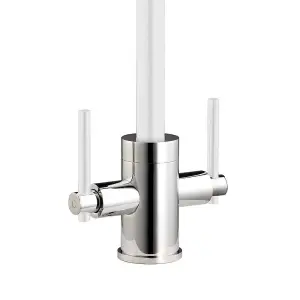 Cookology LIVORNO Mixer Tap for Kitchen with Twin Lever - Chrome & White