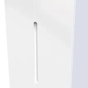 Milan Ready assembled Modern White 2 Drawer Tall Double Wardrobe (H)1970mm (W)770mm (D)530mm