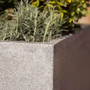 Primrose Grey Cube Handmade Fiberstone Indoor Outdoor Planter 50cm