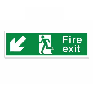 Fire exit with arrow down left Polyvinyl chloride (PVC) Safety sign, (H)125mm (W)400mm