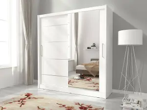 Stylish Maja I Alu Sliding Door Wardrobe H2000mm W1800mm D620mm in White - Timeless Elegance for Your Space