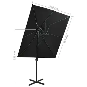 Berkfield Cantilever Umbrella with Double Top Black 250x250 cm