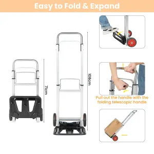 Costway Folding Hand Truck Heavy Duty Sack Barrow W/ Telescopic Handle All-Terrain Wheels