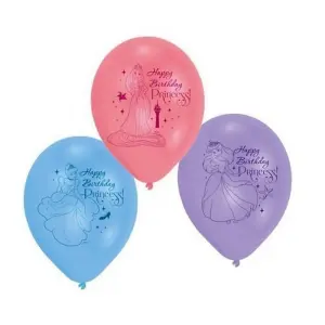 Disney Princess Latex orted Designs Happy Birthday Balloons (Pack of 6) Multicoloured (One Size)