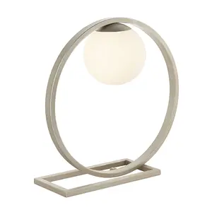 Luminosa Ravello Table Lamp Brushed Silver Finish & Gloss Opal Glass