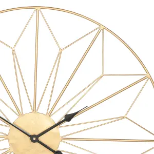 Gold Metal Geo Design Round Wall Clock