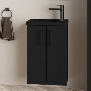 Mino 400mm Matt Black Wall Hung Cloakroom Vanity