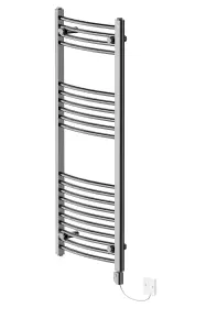 Right Radiators Electric Heated Towel Rail Radiator Curved Pre-filled Thermostatic Ladder Warmer Chrome 1200x500 mm