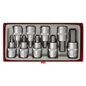 Sealey Hex Socket Bit Set Chrome Vanadium Steel 9 Pieces 1/2" Square Drive AK620