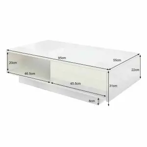 White High Gloss Coffee Table with LED lights