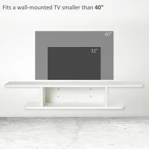 HOMCOM Wall Mounted TV Stand Entertainment Unit with Storage Shelf, White