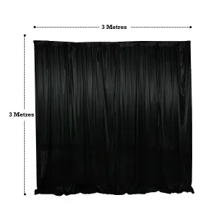 3x3 M Ice Silk Backdrop Curtain Photography Scenery for Christmas Events Decor, Black