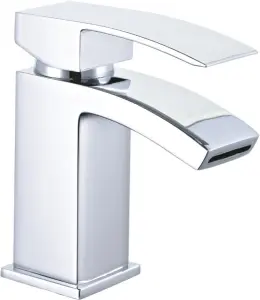 Keenware KBT-003 Belgravia Square Curved Monobloc Bathroom Basin Mixer Tap: Chrome