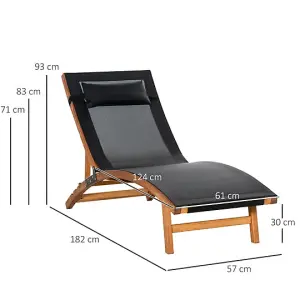 Wooden Outdoor Chaise Lounge with Adjustable Back and Headrest / Elegant Comfort for Relaxation