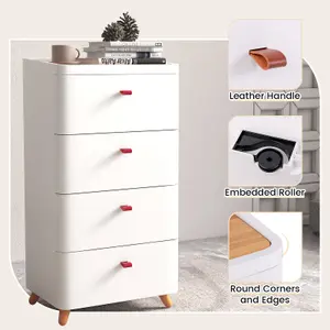 COSTWAY 4-Drawer Dresser Bedroom Chest of Drawers with Removable Organizer Tray