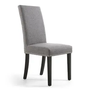 Richard Upholstered Dining Chair (Set of 2) Steel Grey Linen Effect / Black