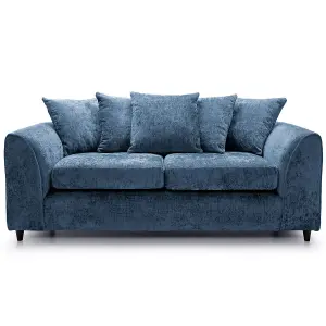 Monaco Chenille Fabric 3 Seater sofa  Blue