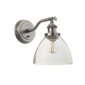 Anson Lighting Pampa Wall light finished in Brushed silver paint and clear glass