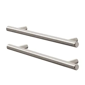 GoodHome Annatto Nickel effect Kitchen cabinets Bar Pull Handle (L)22cm (D)32mm, Pack of 2