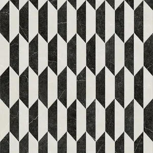 Black-White Designer Effect Anti-Slip Vinyl Flooring Sheet For Kitchen Bathroom Dining Room 2.5mm Thick-3m(9'9") X 2m(6'6")-6m²