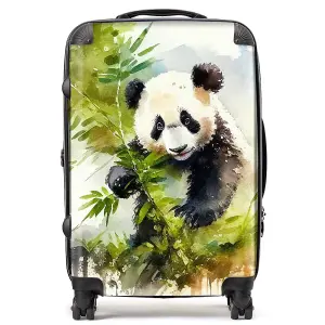 Panda Eating Bamboo Watercolour Suitcase - Medium